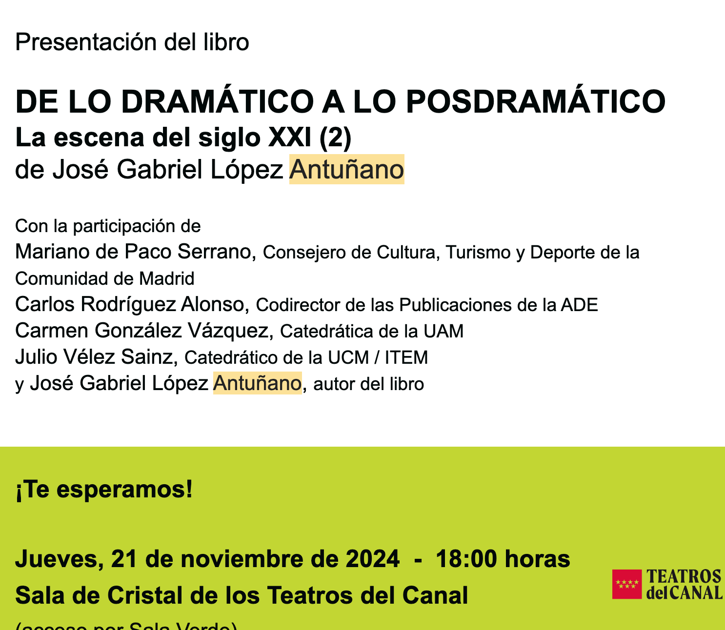 presentación de lo dramático a lo postdramático